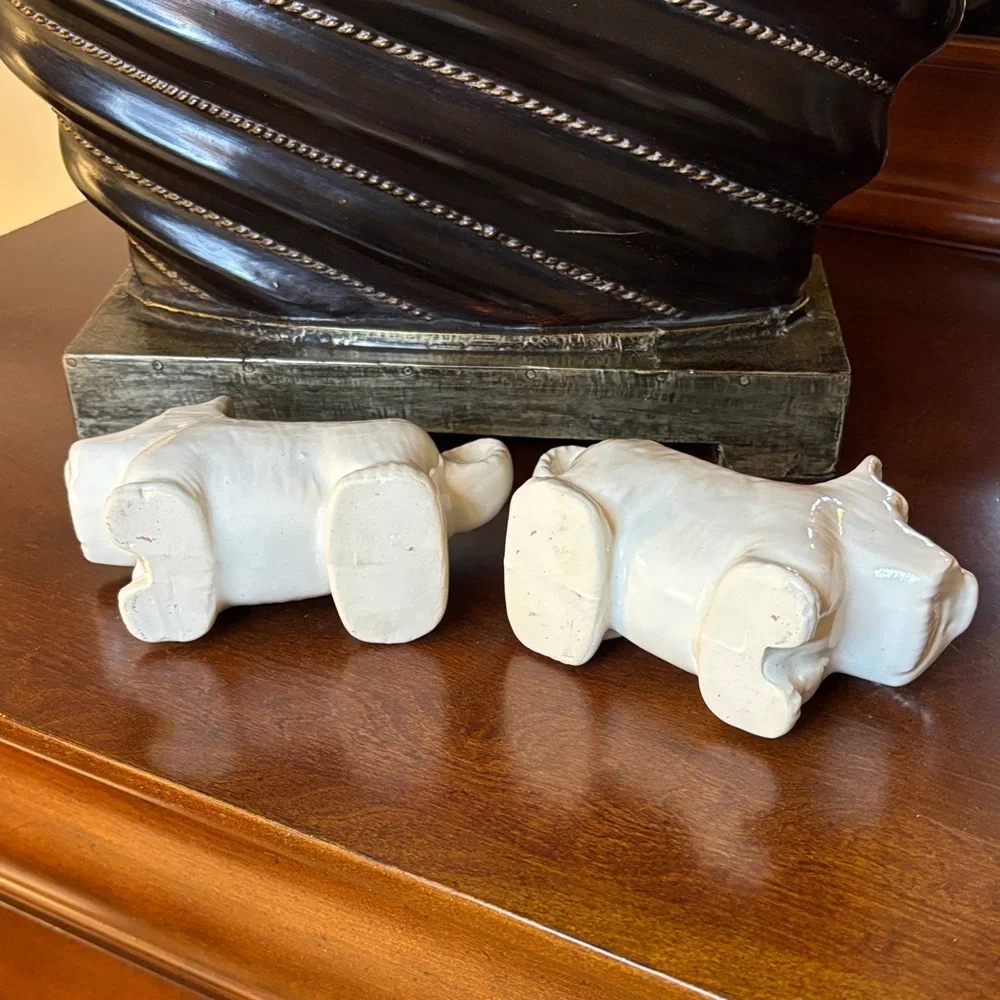 Scottie Ceramic Dog-Shaped Creamer and Sugar Set - Cream Colored Vintage? EUC